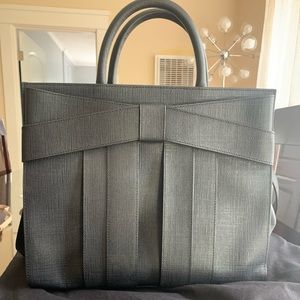 ZAC POSEN Large Shirley Bow Black Leather Tote Bag